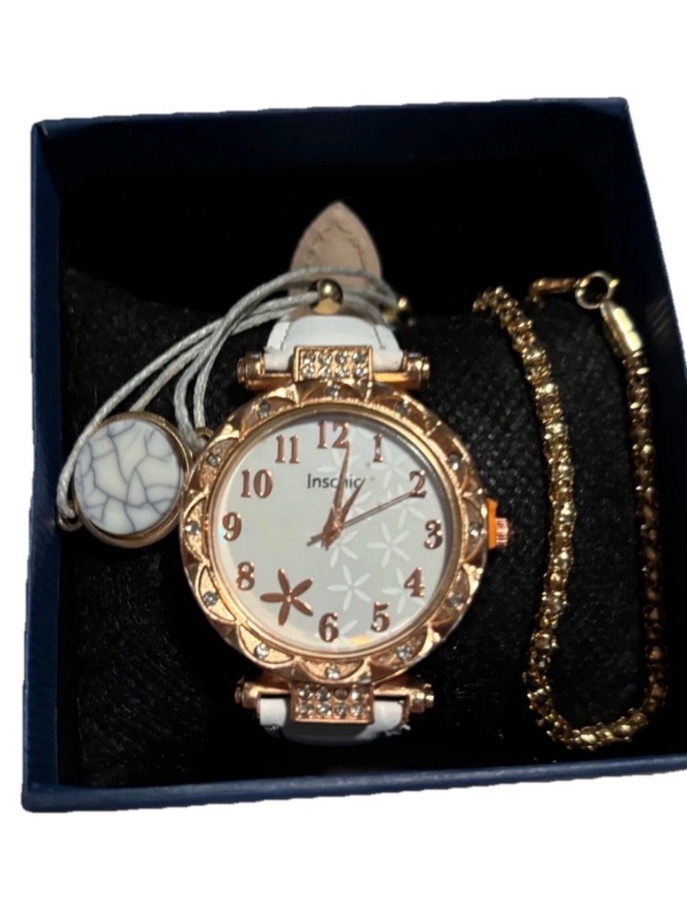 Ladies Watch White Star Fish, Two Bracelets, One Bracelet Baby Blue Beads Tassel